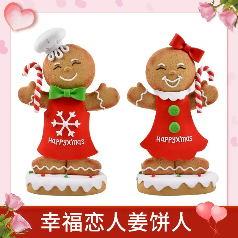 

Christmas decorations gingerbread man shop window recommended couple doll scene layout decoration pendant photography props