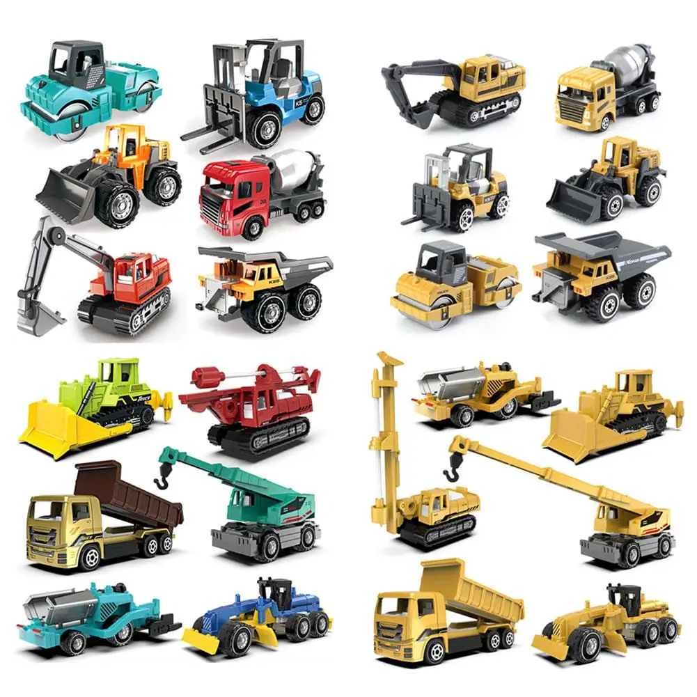 6pcs Alloy Engineering Truck Toys Car Classic Construction Model Vehicle Toys Loader Tractor Excavator Toysehicle for Boys Gifts