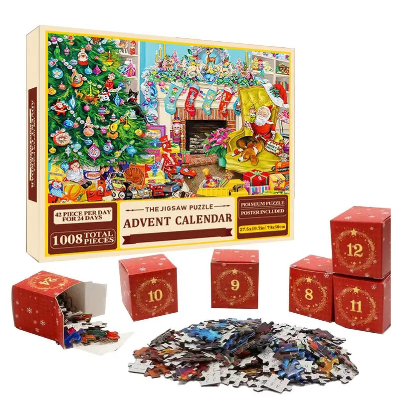 Christmas Jigsaw Puzzles 1008 Pieces Christmas Puzzles Christmas Holiday Puzzles 24 Days Christmas Countdown Holiday Puzzles