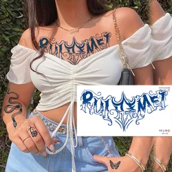 Semi-permanent Herbal Chest Tattoo Stickers Flower Letter Juice Waterproof Sweatproof Temporary Fake Body Tattoo for Men Women