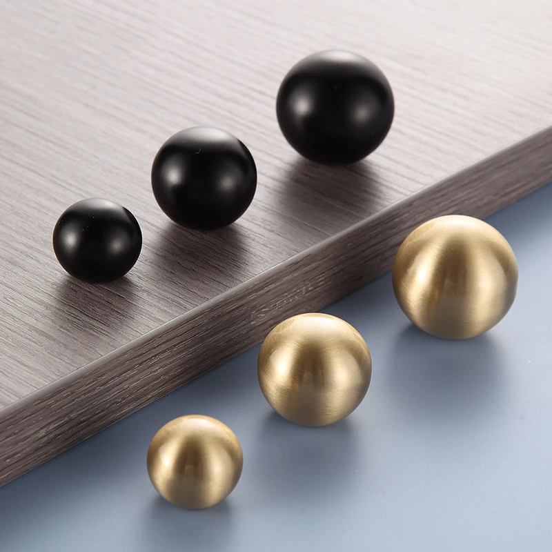 4PCS Solid Brass European Round Ball Furniture Pulls Handles Drawer Knobs Cupboard Wardrobe Closet TV Wine Cabinet Pull Knobs