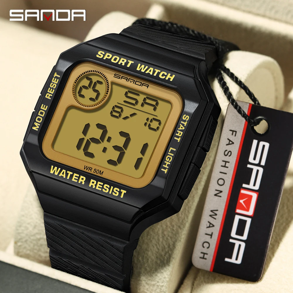 SANDA Digital Watch Men Military Sport Wristwatch Top Brand Luxury LED Stopwatch Waterproof Male Electronic Clock Original 2129