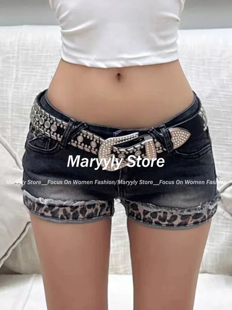 Women\'s Black Denim Shorts Vintage Low Waist Mini Jeans Shorts Y2k Shorts Pants Harajuku Trashy Emo 2000s Gothic Clothes Summer