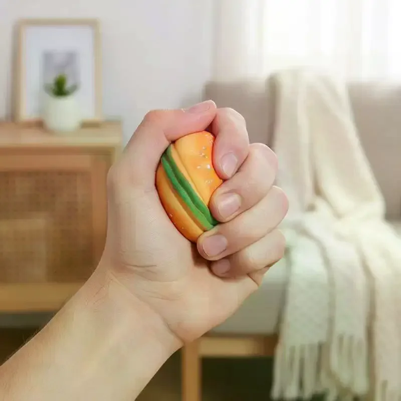 Hamburger Stress Ball, Autism Sensory Toy for Stress Anxiety Relief Fidget Pinch Toy