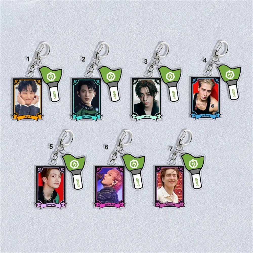 2Pcs/Set KPOP GOT7 Acrylic Keychain High Quality INS Style HD Printing Keyring Bags Decoration Young Jackson BamBam Fans Gifts