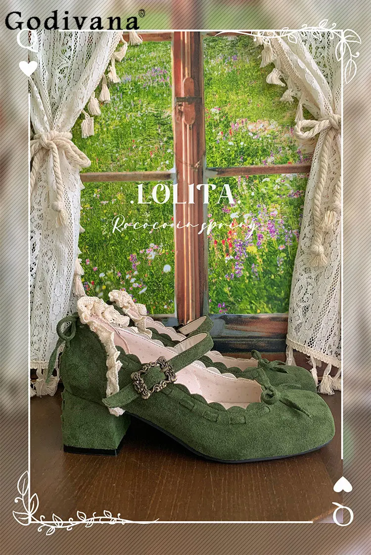 

French Retro Elegant Lady Original Lolita Single Shoes Square Toe Chunky Heel Daily Versatile Mary Jane Single Shoes for Women