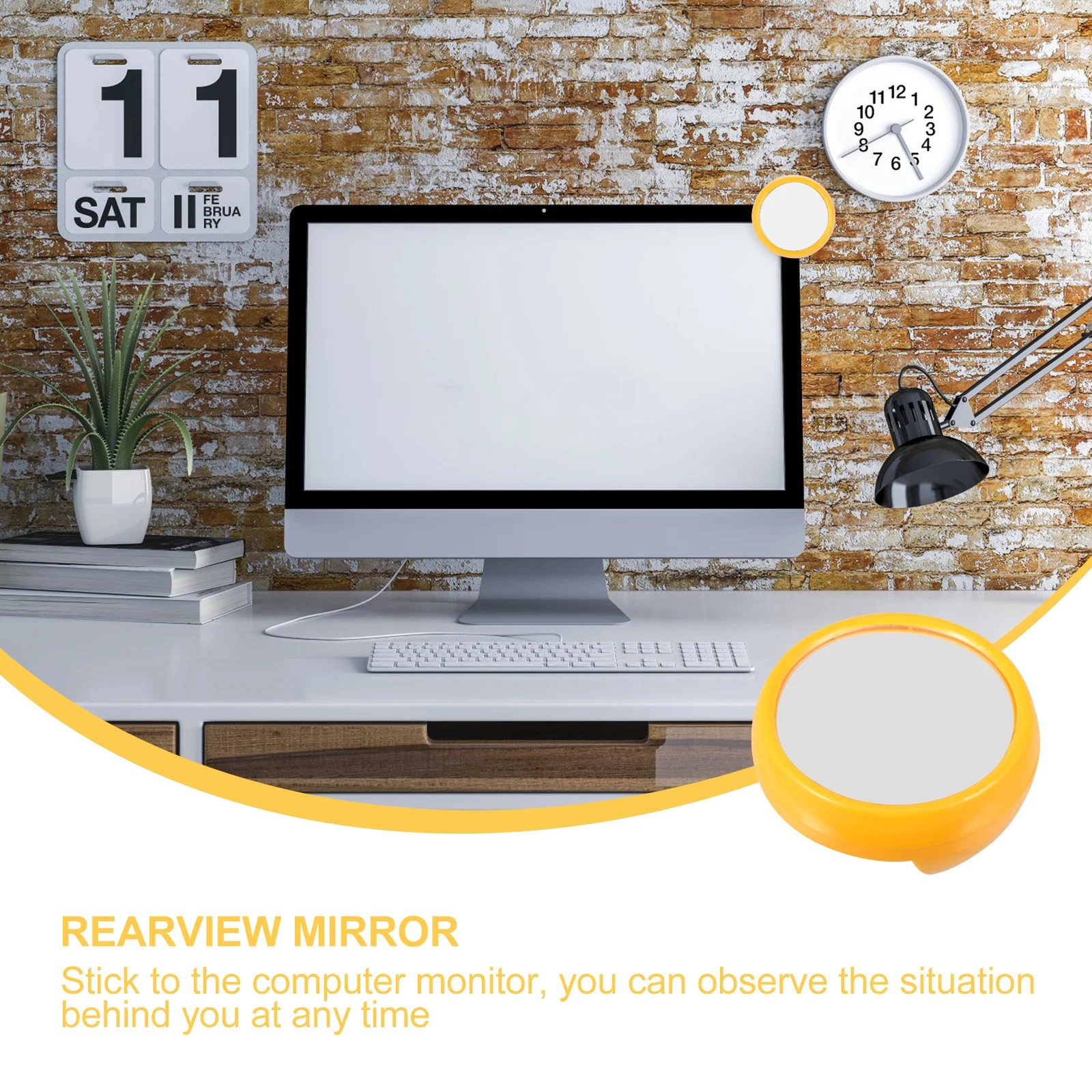 

Computer Rearview Mirror For Office Desk Screen Mount Surveillance Mirror, Cubicle Security, Desktop Rear-View Monitoring, Car