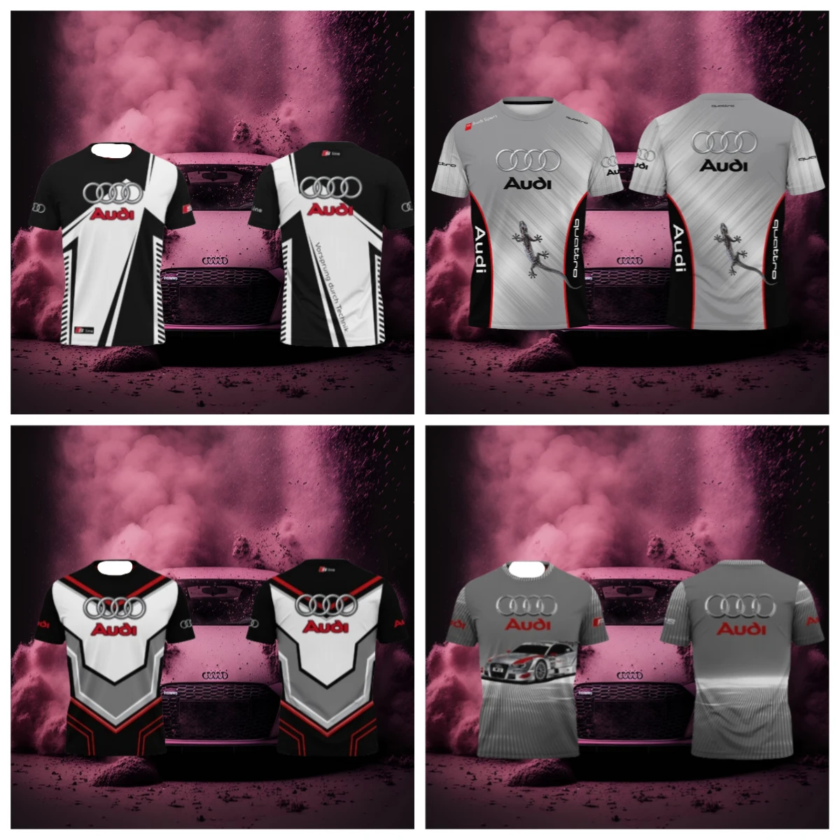 

2025 Latest Hot Sale Audi Racing Short-Sleeved Men's Sports and Casual T-Shirts, Comfortable Men'S T-Shirts Moto