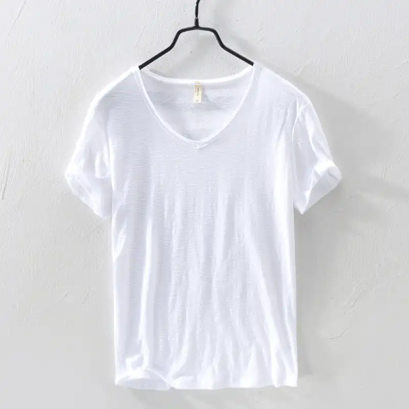 New Style Brand Fashion Short-Sleeved T-Shirt Men Cotton Casual Soft V-Neck Summer Men T Shirt Slim Fit Tshirt Camiseta