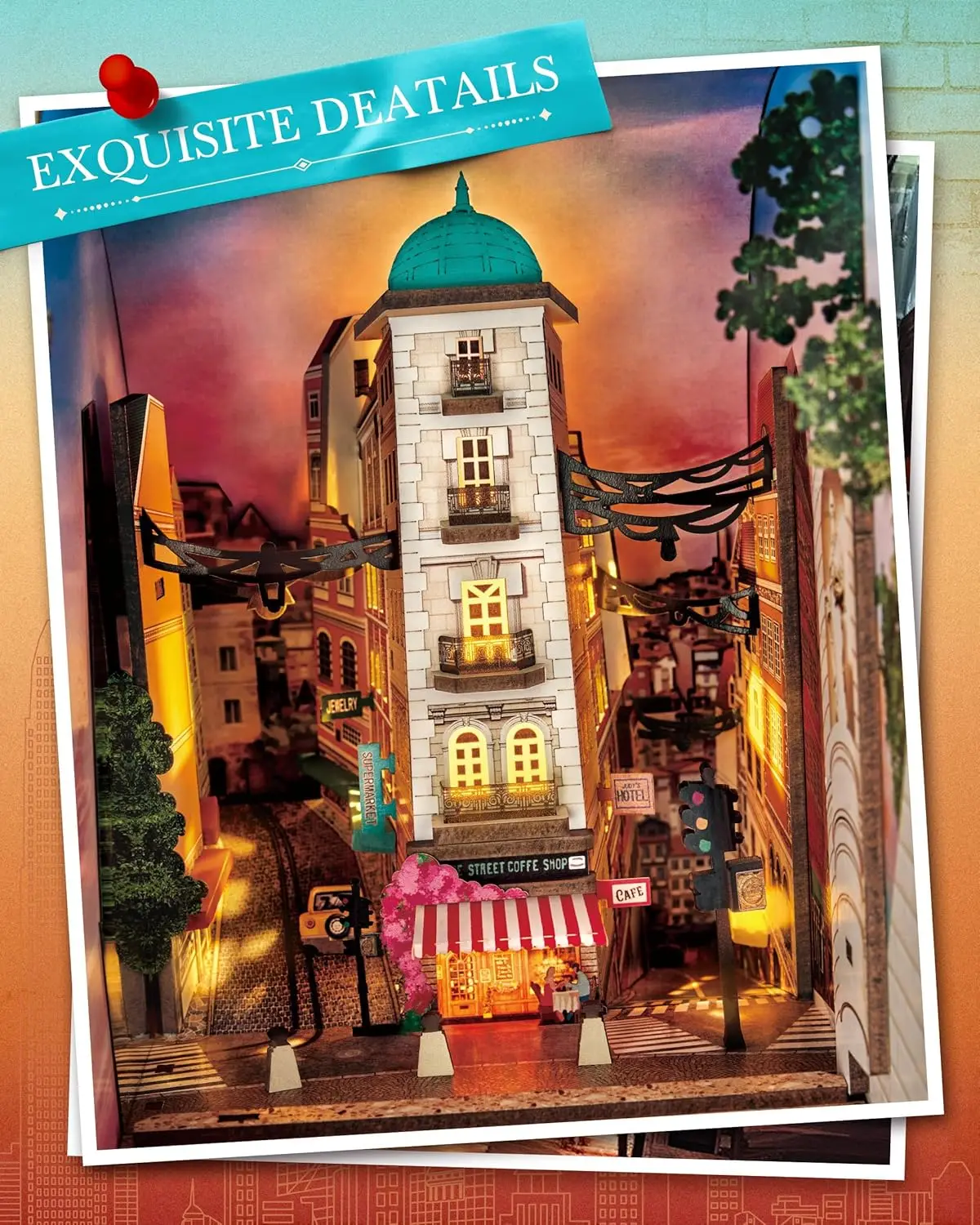 Robotime diy livro nook kits metrô urbano cena de rua casa em miniatura kits 3d quebra-cabeça de madeira booknook presente decorativo para adultos