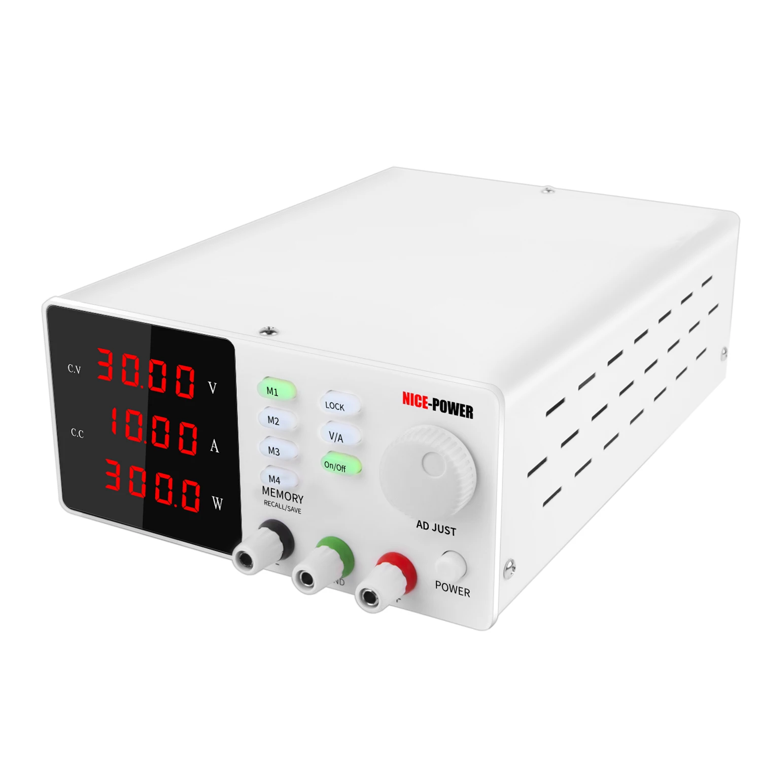 NICE-POWER SPPS-S3010 White 30V 10A Variable Power Supply Adjustable Bench Digital Display Power Source
