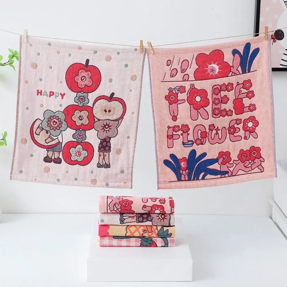 34*40cm Pure Cotton Dish Cloth 4 Layer Cotton Gauze Quick Dry Large Hand Towel Decorative Floral Tea Towel for Home Restaurant