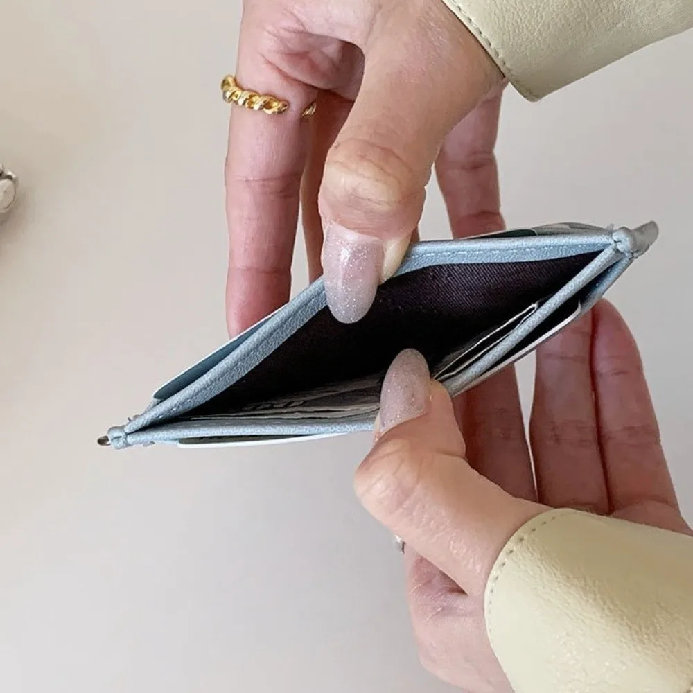 Mini Size Ultra Thin Card Bag Solid Color Minimalist Multiple Slots Card Holder Elegant Portable Rivet Coin Purse Student Use