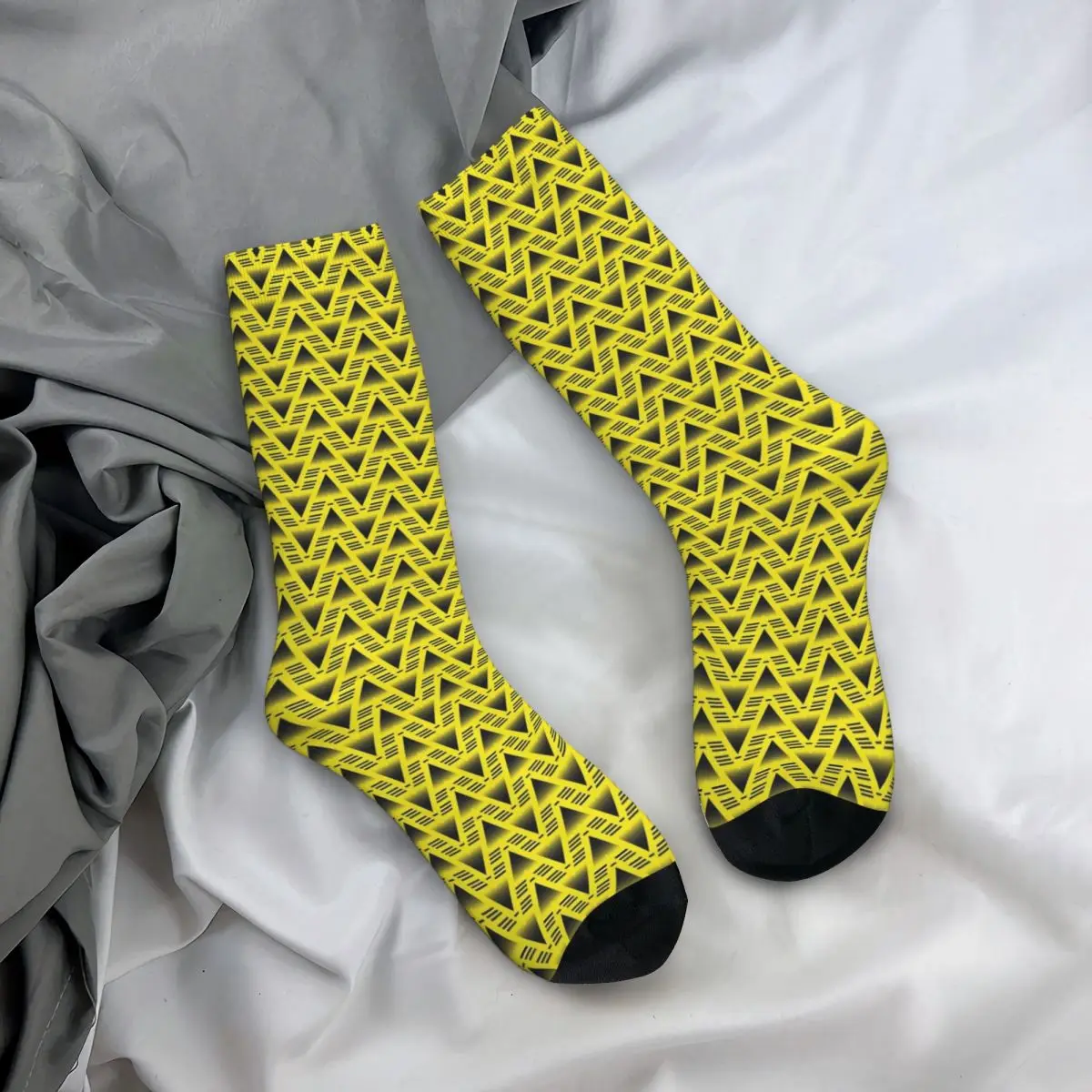 Calzini da calcio a BANANA con graffi retrò calzini da equipaggio in poliestere con braccioli geometrici per donna uomo antiscivolo