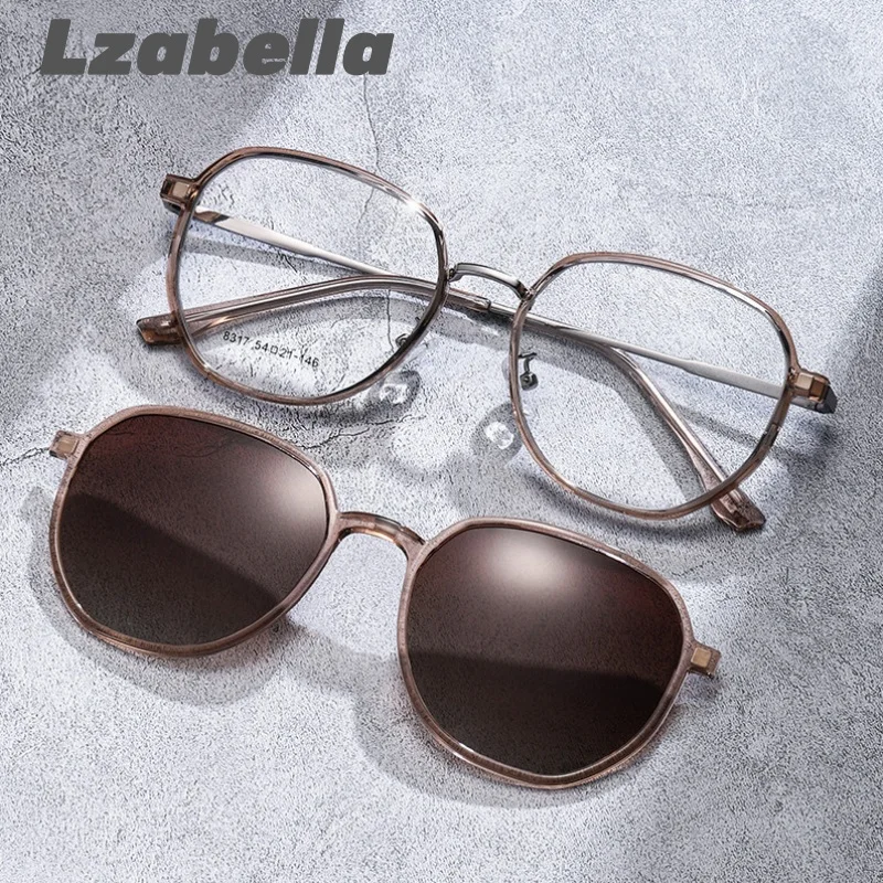 

Lzabella Magnetic Clip-on Round Prescription Glasses For Men Women Polarized UV400 Protection Optical Sunglasses Glasses 8317