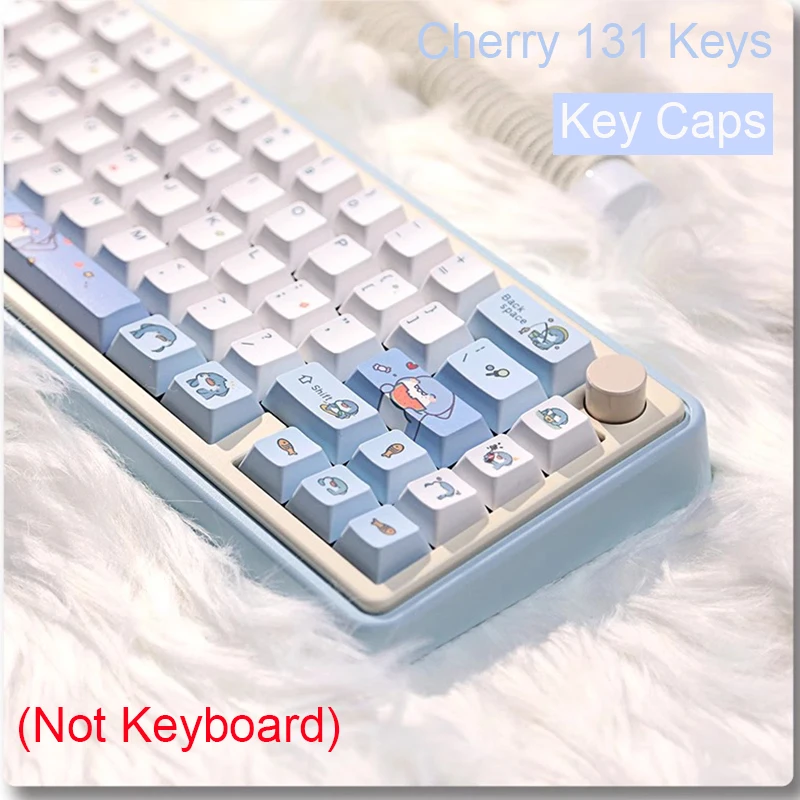 

Cute Shark Key Caps 131 Keys Cherry PBT Custom Keycaps Set For MX Switch Mechanical Keyboard