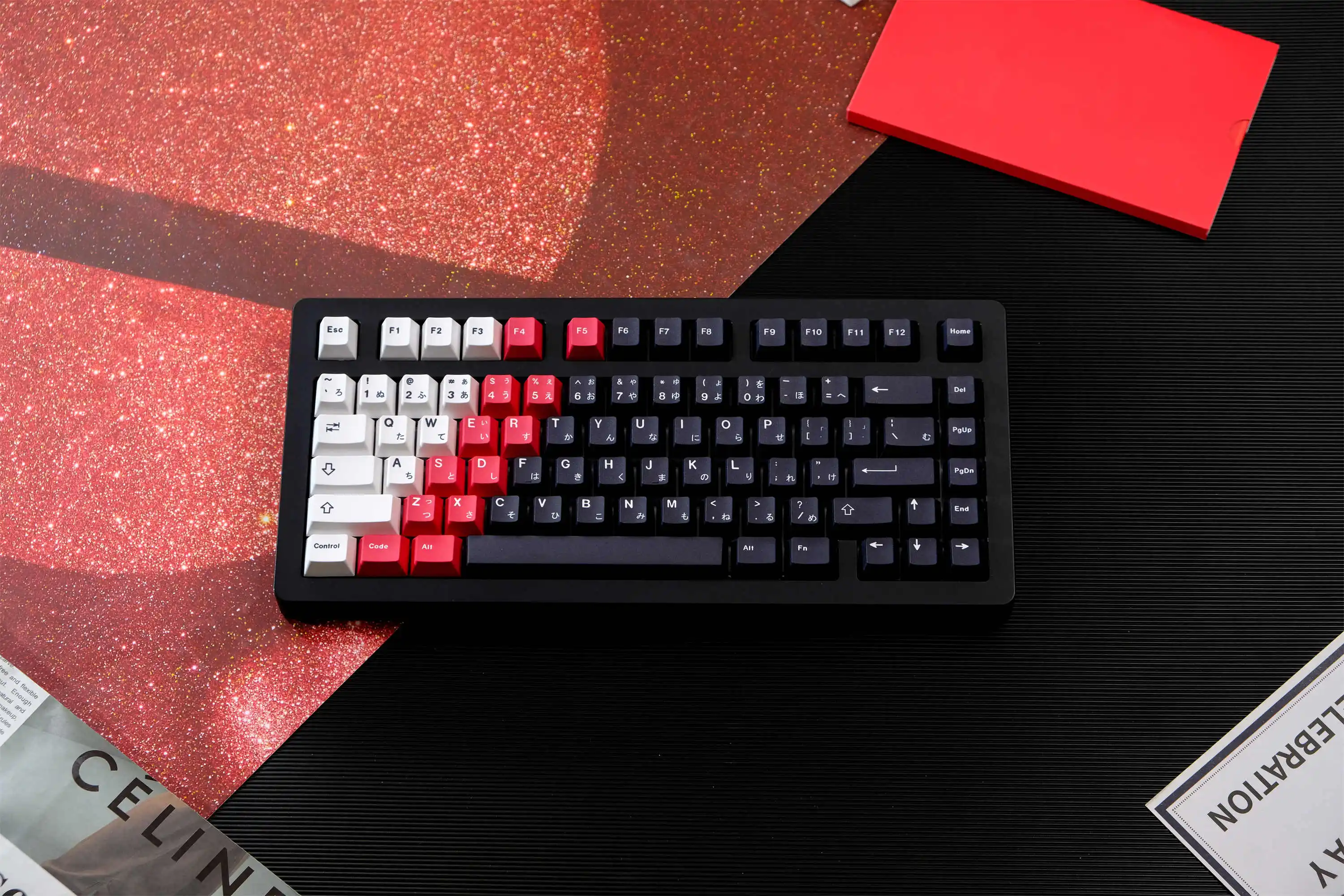 

GMK Red black gradient Keycap 129 Keys PBT Keycaps Cherry Profile DYE-SUB Customized Keycaps For Mechanical Keyboard