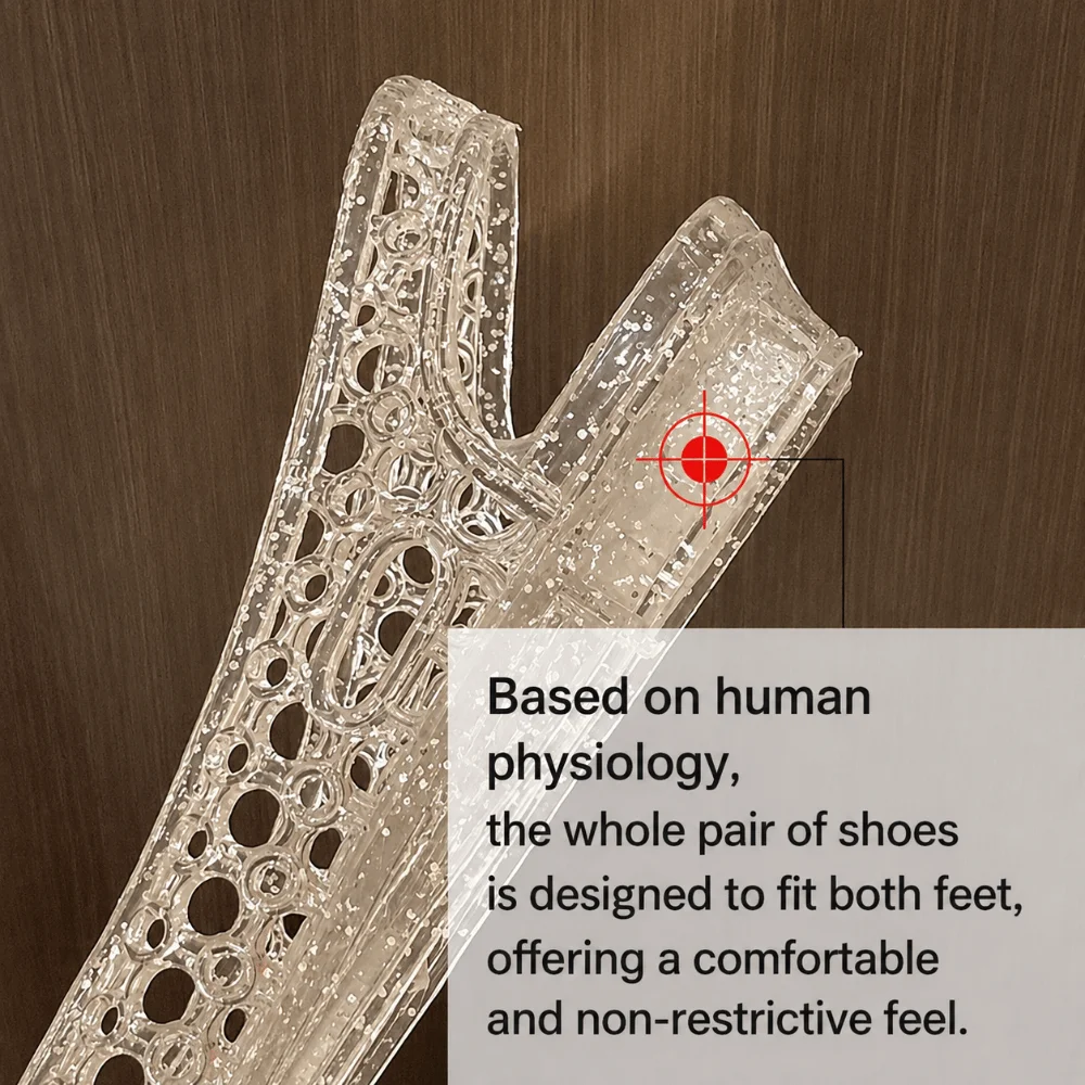 Crystal Transparent Sandals Footwear Breathable Hollow Closed Toe Hollow Slip Shoe Fish Mouth Light Flat Plastic Foot Gear