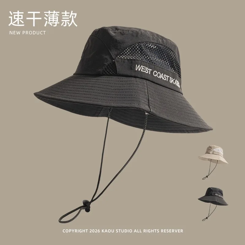 

New Camping Tourism Big Brim Sun Cap Quick Dry Thin Bucket Hat for Men and Women Summer Outdoor Mesh Breathable Camping Hats
