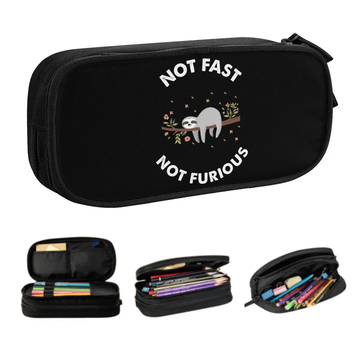 Custom Funny Sloth Pencil Case for Boys Gilrs Big Capacity Pen Bag Box School Accessories