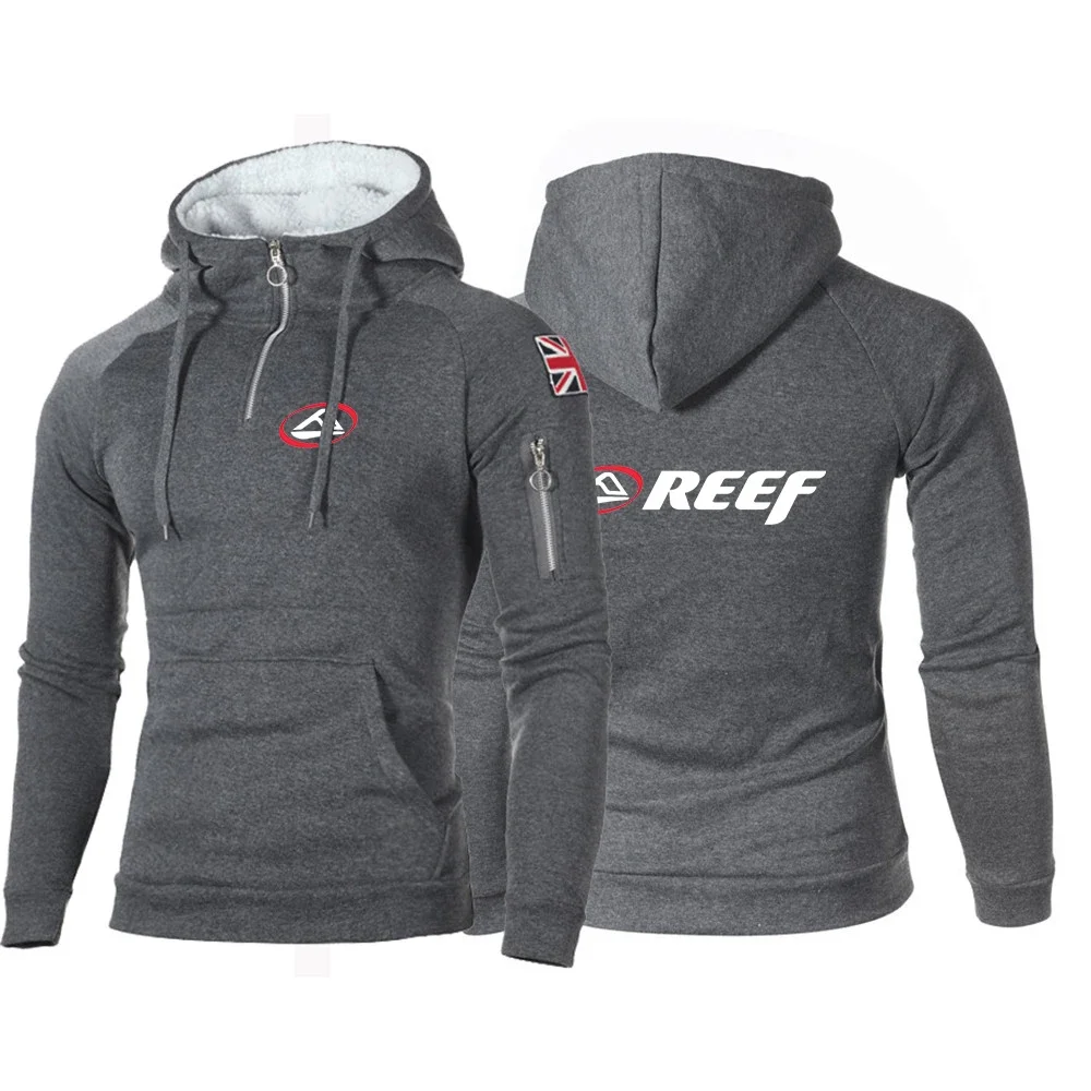 REEF Logo New Men's Brand Spring and Autumn Printing Leisure Slim-fit Fitness Hoodie Pullovers Hooded Tracksuit Tops