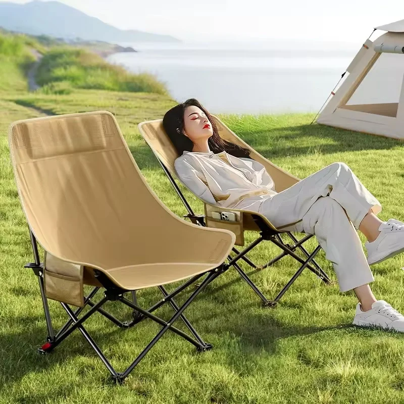 

Ergonomic Adjustable Moon Chair High Back Steel Frame Oxford Fabric For Camping Hiking Travel Beach Yoga Outdoor