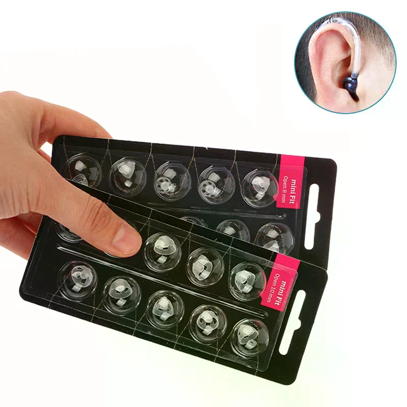 Hearing Aids Earplugs Domes White Silicone Open Fit Ear Tips Replaceable Hearing Aid Accessory 8/10mm Hearing Impairments 10Pcs