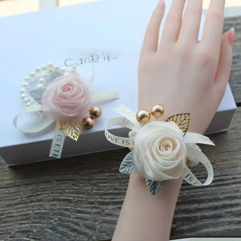 Exquisite Beautiful Bridesmaid Bracelet Romantic Rose Wristband Small Fresh Ribbon Bracelet Fashion Jewelry Accessories Gifts