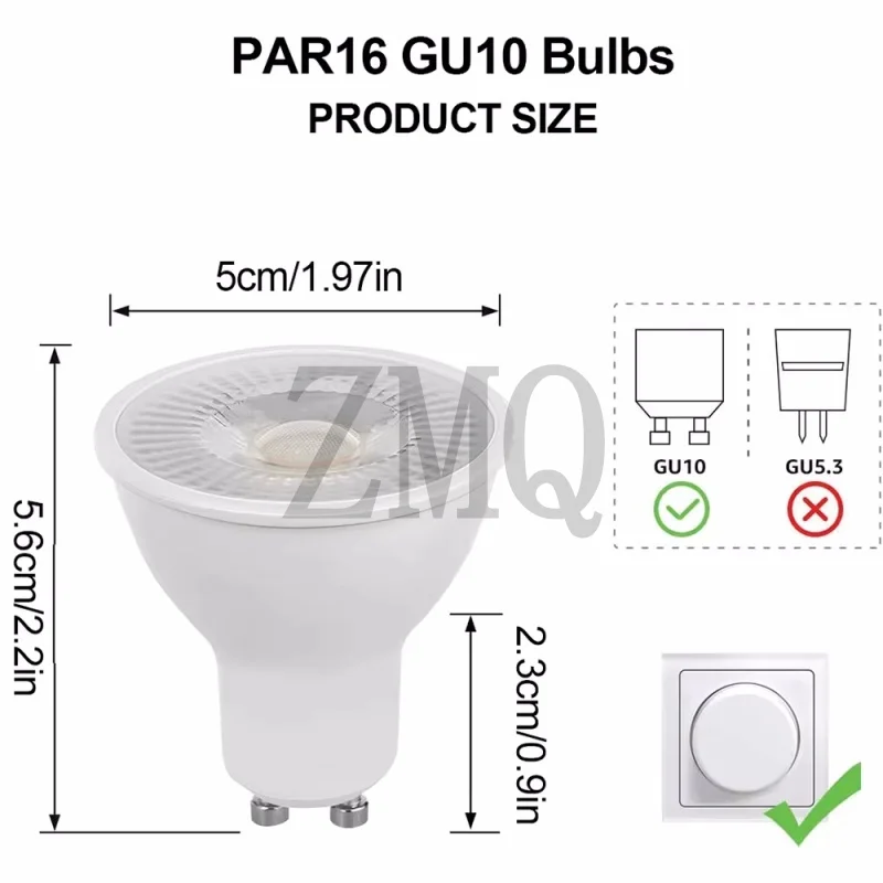10 Pack Focos Gu10 Spotlight Lampara 220V Lled Bulb Wholesale 6W White Warm 3000K 6000K Suitable for Home Commercial Buildings
