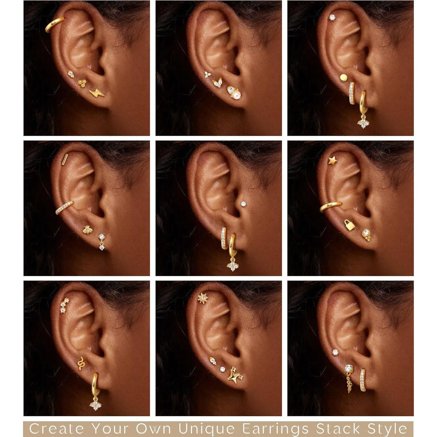 ORAZIO 25Pcs Hypoallergenic Earrings Surgical Stainless Steel Earrings for Women Flat Back Earring Studs Hoop Piercing-Single