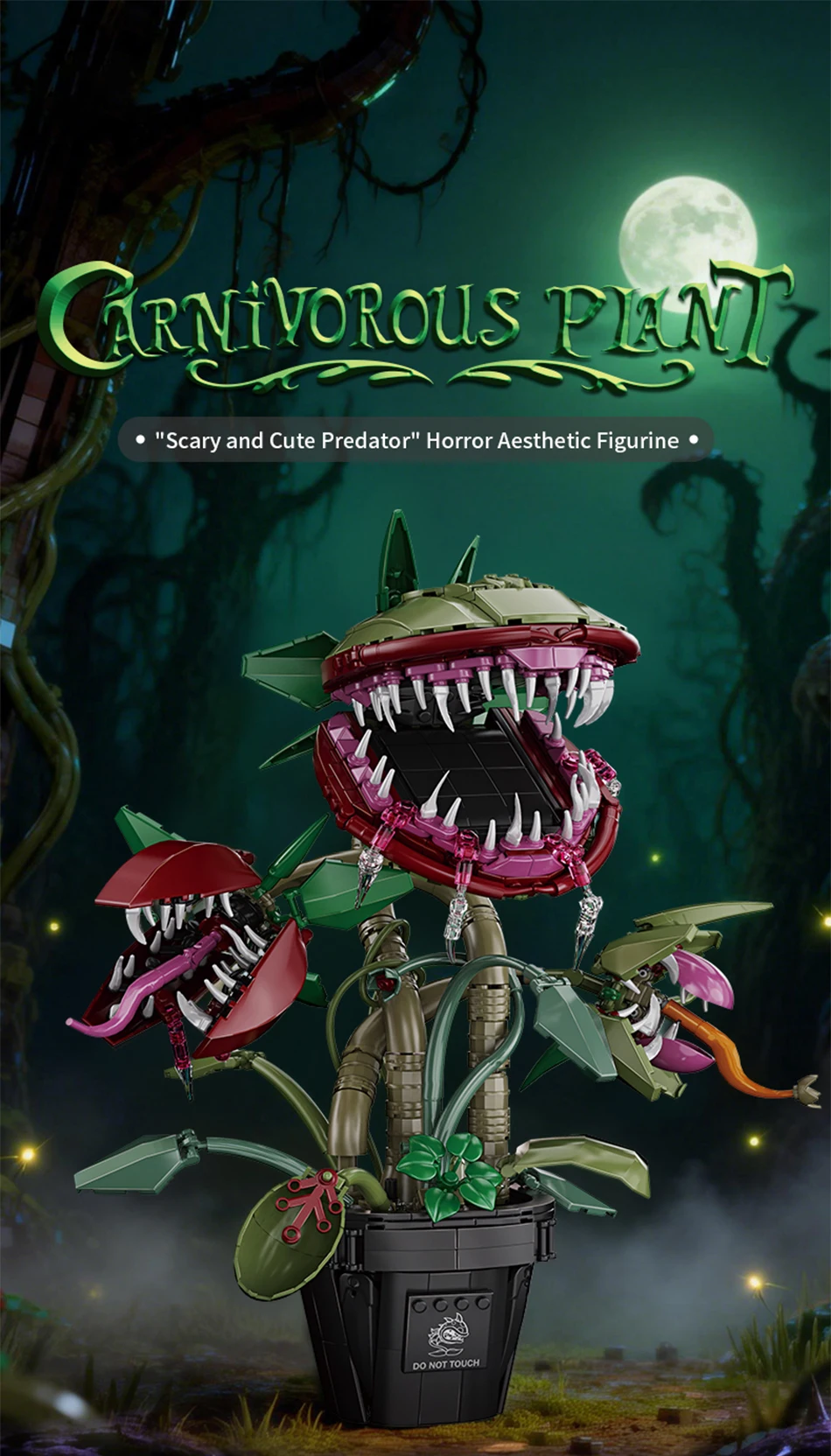 Creative Carnivorous Potted Plant Man-Eating Flower Building Blocks Home Decoration Collection MOC Bricks Toys Halloween Gift
