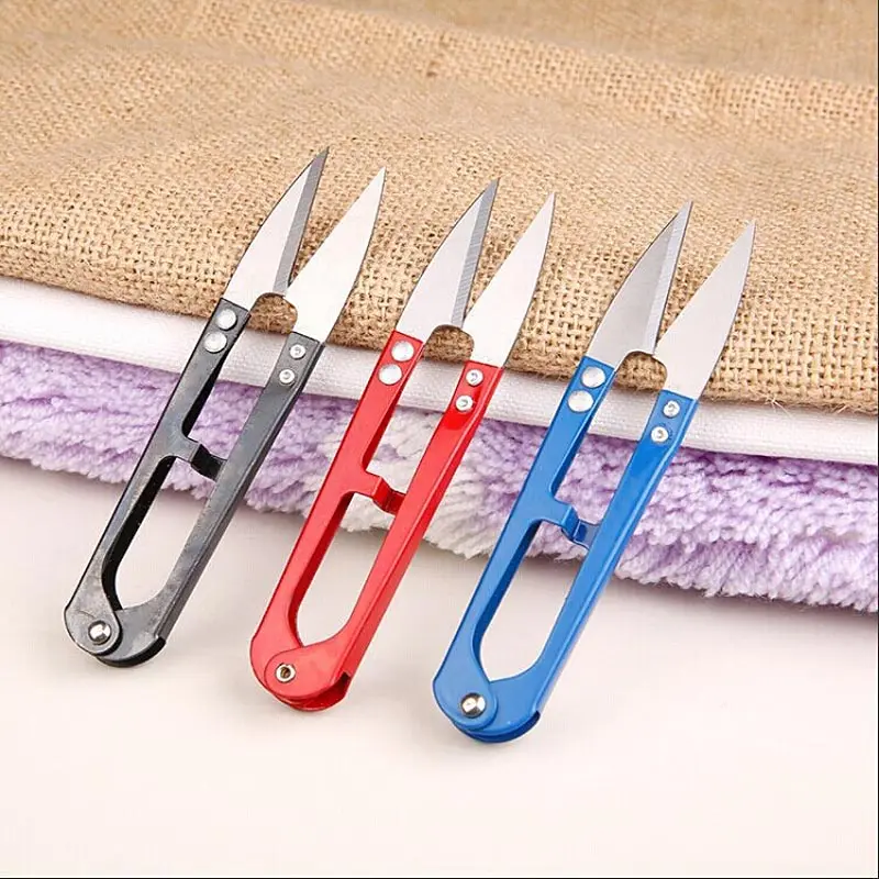 1Pcs 2017 Multicolor Trimming Sewing Scissors Nippers U Shape Clippers Yarn Stainless Steel Embroidery craft Scissors Tailor