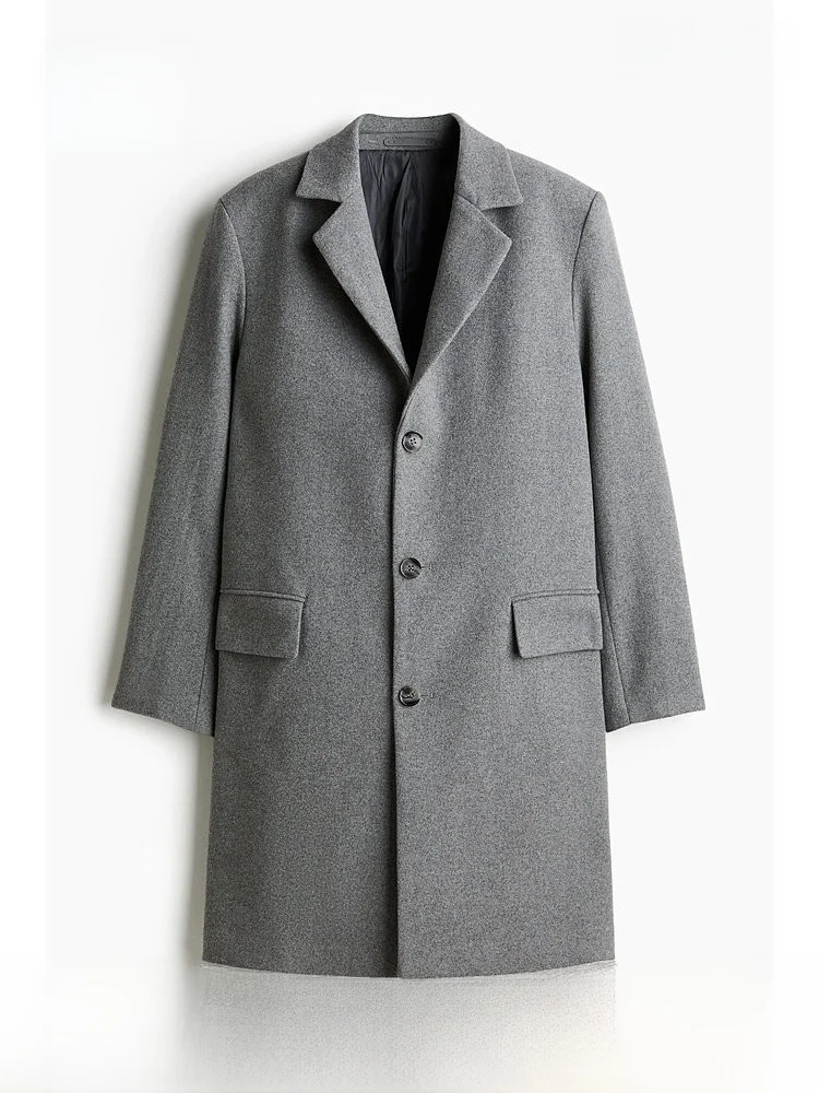 

H&M Men's Wool Blend Coat Winter Faionable Comfortable Warm Personali 50% Wool 40% Polyester Other Materials 0% Long Sle...