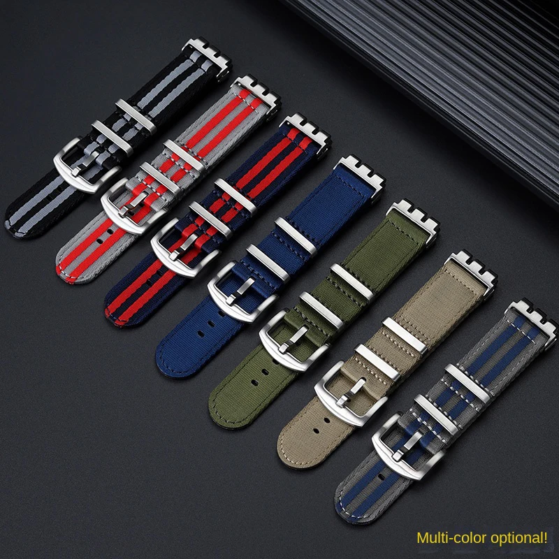 Personalized Comfort Woven Nylon Strap for Swatch Irony,DIY Replacement Band for Metal Chronograph Watches,17mm 19mm 21mm