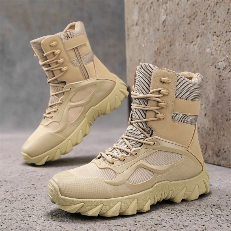 

Anti Slip Military Boots High Top Camouflage lace up Desert Casual Flat Shoes Men's Boots high top Comfortable Shoes men