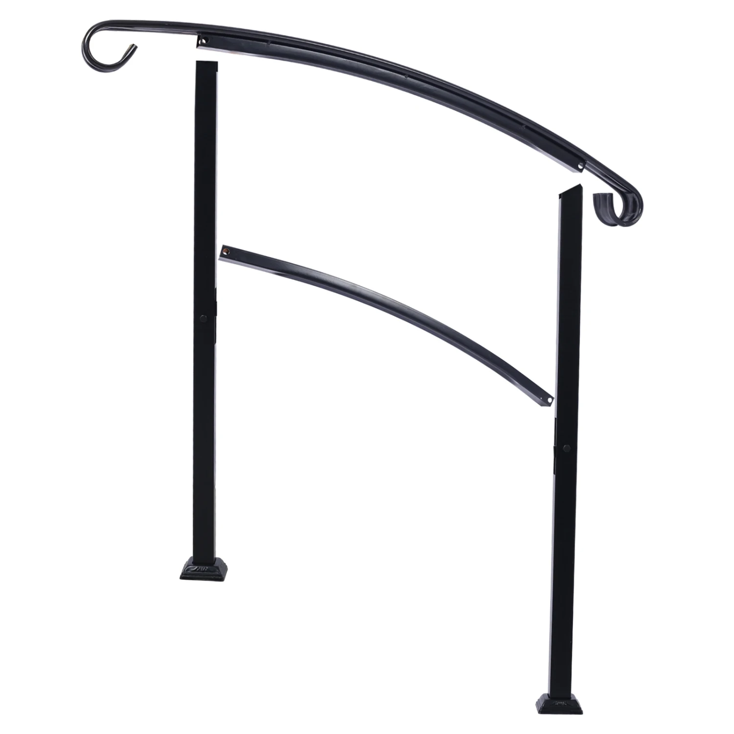 Outdoor Steps Handrails, White Wrought Iron Railing for 1-3 Steps, Flexible Front Porch Rail