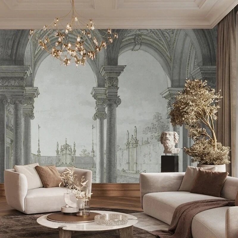 

Высококачественный светлый роскошный серый архитектурный фон украшение картина ТВ роскошное украшение дома фон стены