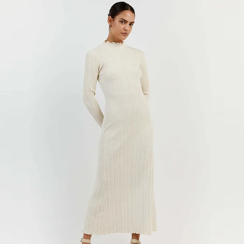 

Women's Fairy Spring Autumn Dress Knitted Waist Casual Simple Advanced Design Fashion Versatile Soft New Personalized Slim Loose