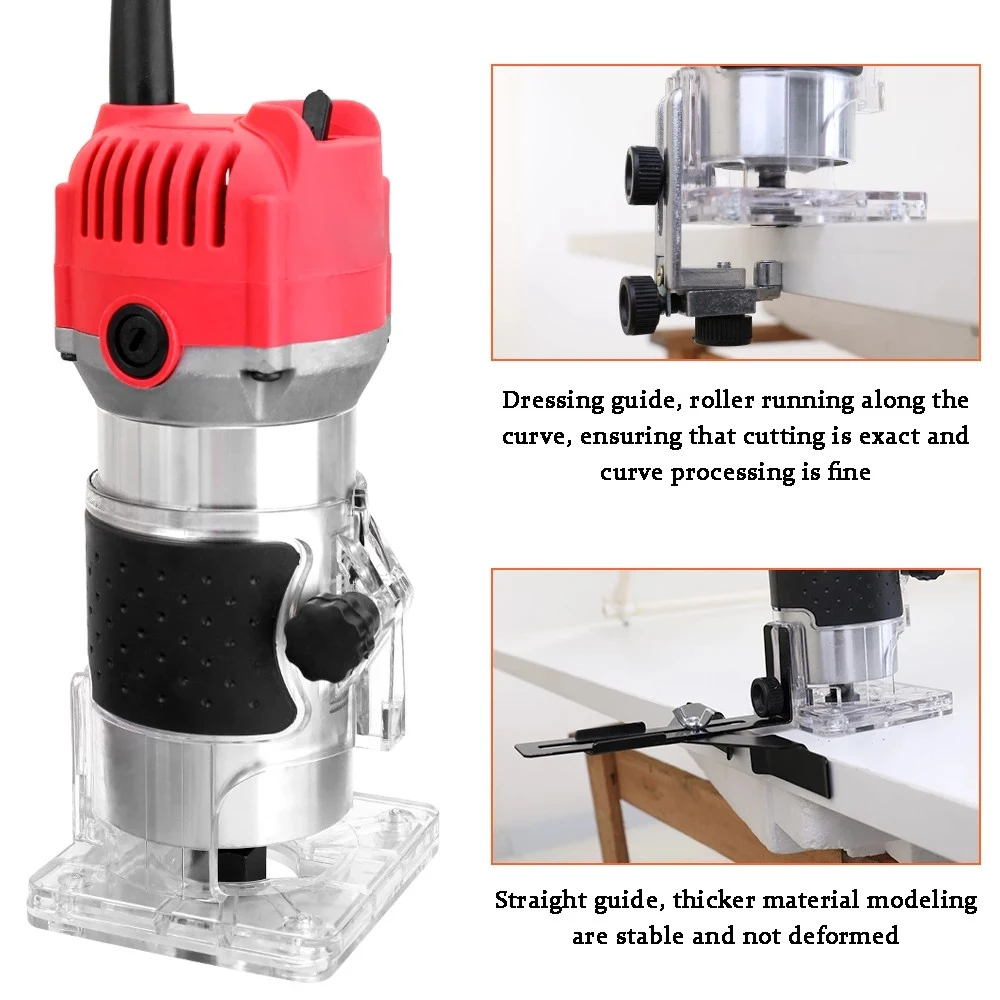 800W 30000RPM Wood Router Machine Woodworking Electric Trimmer 1/4 Inch Wood Carving Milling Cutting Tools Carpenter Power Tool