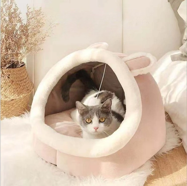 Cat Bed Warm Pet House Kitten Cave Cushion For cats and dogs Four Seasons Cat Villa Small Dog Enclosed Cat Nest Pet Furniture