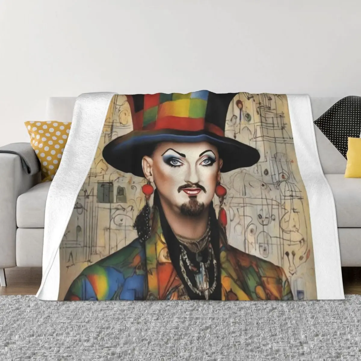 

Boy George: The Art of Unique Musical Expression Throw Blanket Flannel Fabric bed plaid Weighted Picnic Blankets