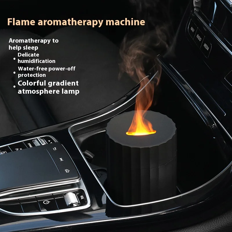 Colorful Electric Flame Aroma Diffuser Air Humidifier for Car USB Ultrasonic Aromatherapy Essential Oil Diffuser for Home