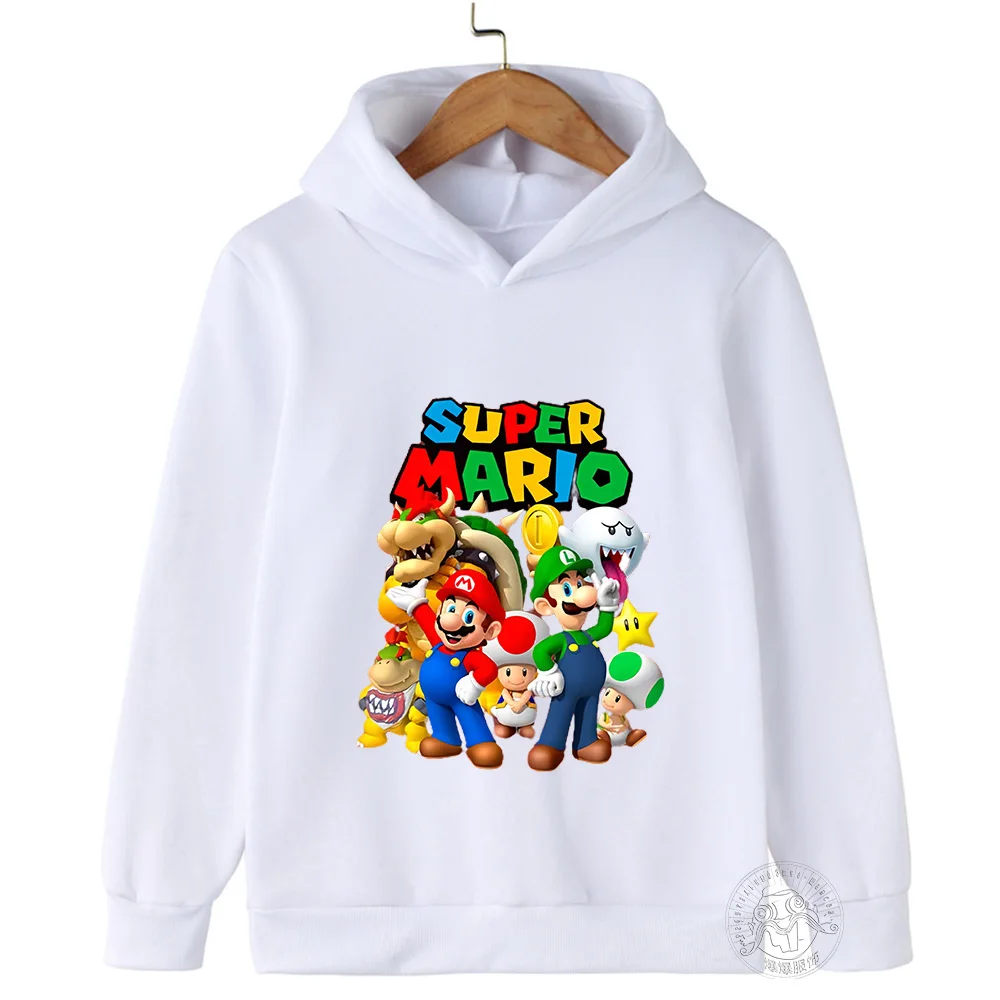 Dziewczyny gra Mario bros bluzy dla dzieci dziecko dziecko kreskówki topy wiosenne dzieci z długim rękawem bluza z nadrukiem jesienne chłopięce