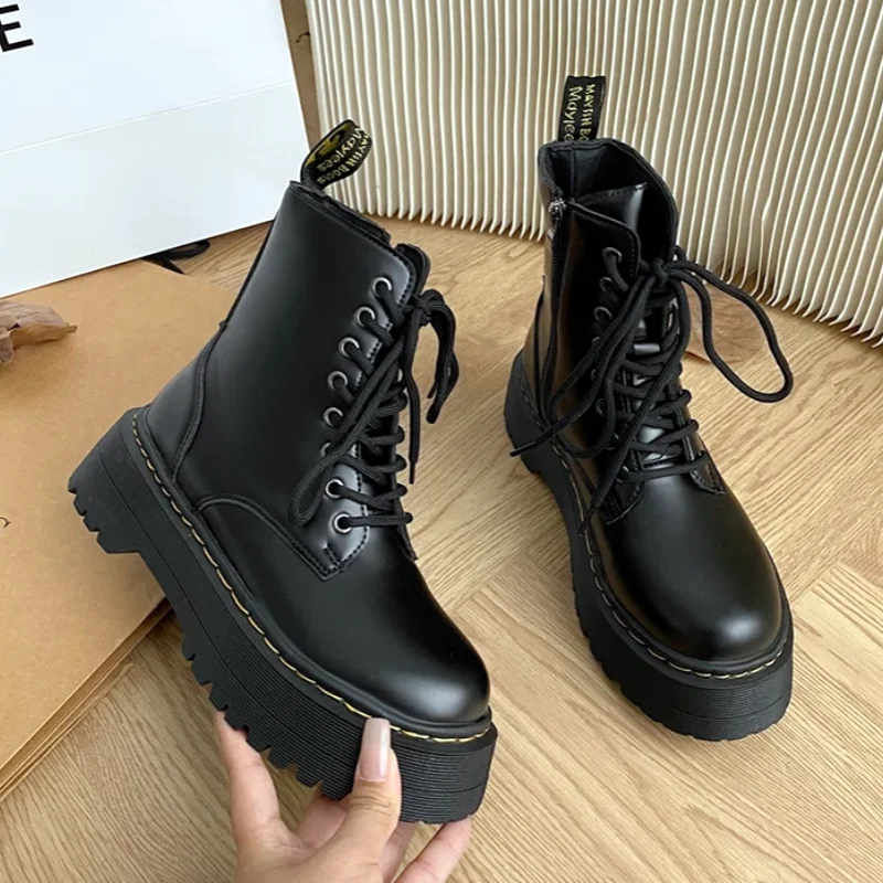 Nieuwe Martin Laarzen Vrouwen Minimalistische Casual Schoenen Vrouw Lederen Chelsea Punk Vrouw Gothic Schoenen Platform Laarzen Voor Vrouwen Botas Mujer