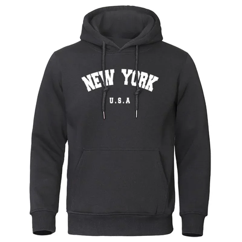 New York Print Hoodies Casual American Style Hoodie Herren Herbst Lange Ärmel Mit Kapuze Lose Pullover Street Sweatshirt