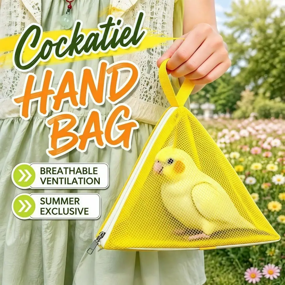 Safe Mesh Bird Outdoor Carrier Triangular Handheld Parrot Carry Bag Lightweight Durable Bird Going Out Pouch Outing Trip