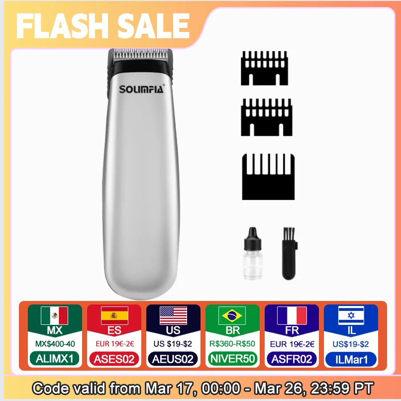 Solimpia Mini Hair Trimmer Portable Hair Clipper Barber Hair Cutting Machine Replaceable Battery Trimmer Machine for Men