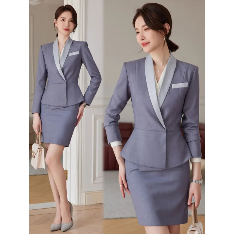 Ensemble de costume gris, tenue d'affaires d'automne 2023, uniforme de réception d'hôtel, vêtements de travail formels d'affaires