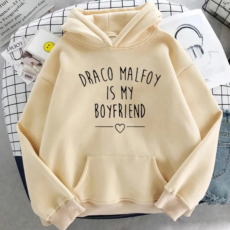 Draco Malfoy Is My Boyfriend Letter Print Hoodie Women Green Casual Sudaderas Hoodies New Fashion Harajuku Sweatshirts Hooded