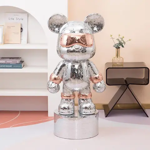 50 cm stor cool björnfigur diskospegel våldsam björnstaty reflekterande gaint skulptur lyxig vardagsrumsdekoration dekor 6 best sales björnsten 50cm - №4